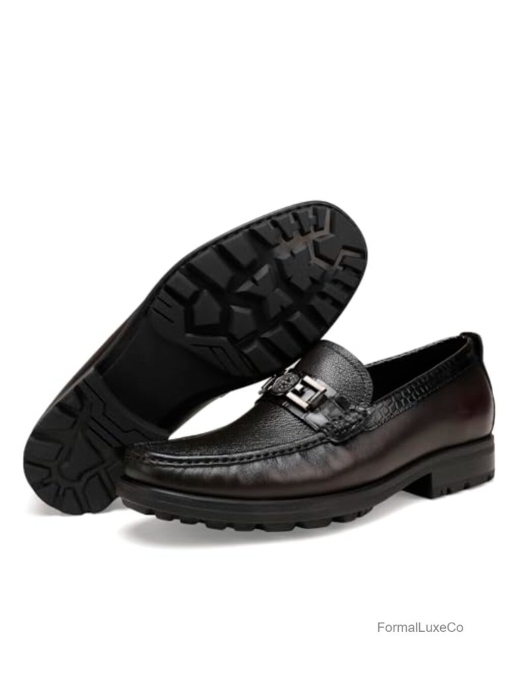 Men's Leather Buckle Slip On Penny Loafers Patent Dress Shoes Business Formal